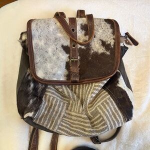 Myra Bag Hair On Cowhide Patchwork Leather Backpack